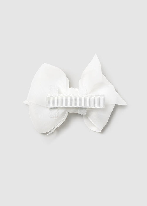 Off White Lace Organza Headband & Clip Set