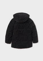 Older Girl Black Hooded Coat Jacket