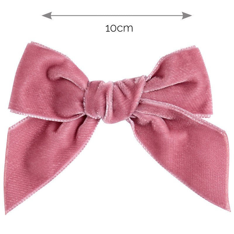 PALE PINK 10cm - Velvet Hair Clip With Bow (Condor)