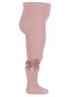 PALE PINK Cotton Tights with Velvet Bow (A/W)