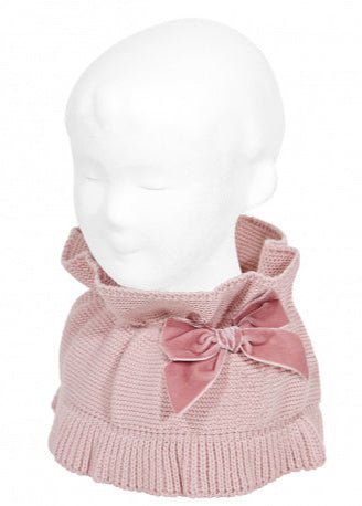 PALE PINK Girls Scarf with Velvet Bow