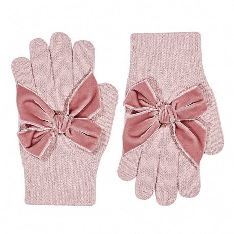 PALE PINK Gloves with Giant Velvet Bow