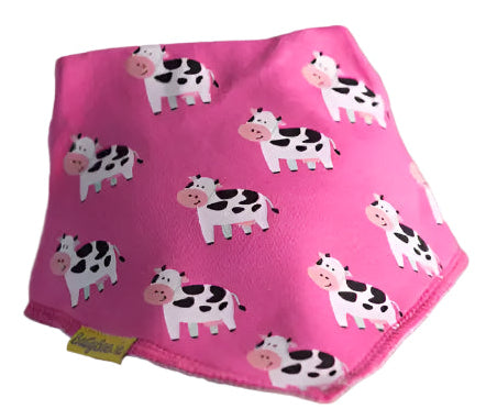 Pink Bessie Cow Organic Cotton DribbleBoo Bandana Bib