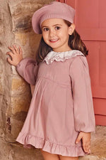 Pink Cotton Dress with Lace Collar (Juliana)