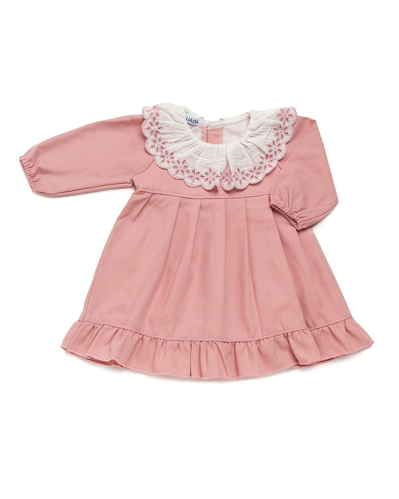 Pink Cotton Dress with Lace Collar (Juliana)