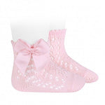 PINK Cotton Openwork Short Socks With Bow (Condor)