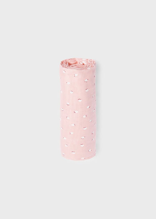 Pink Daisy Print Gauze Baby Blanket