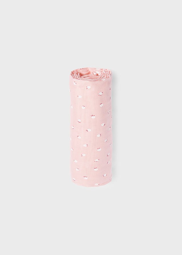 Pink Daisy Print Gauze Baby Blanket