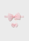 Pink Lace Organza Headband & Clip Set
