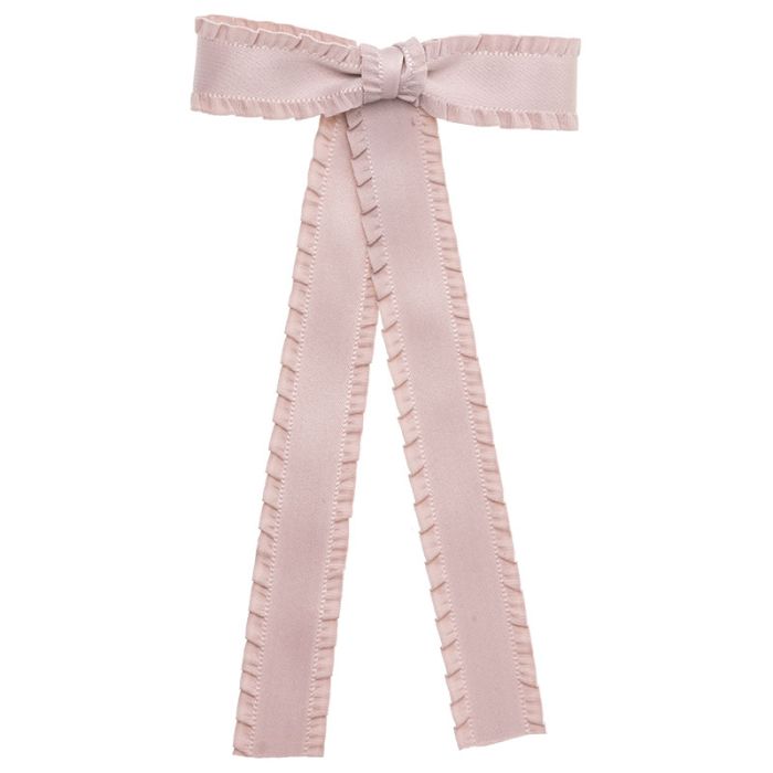 Pink Long Pleated Ribbon Bow with Pin