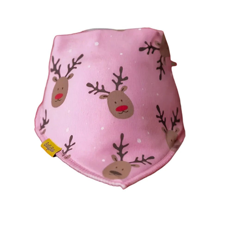 Pink Reindeer Everywhere Organic Cotton Bandana Bib