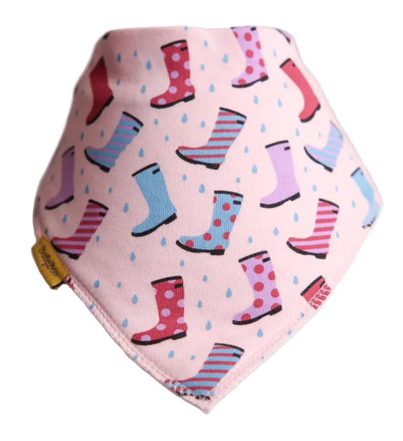 Pink Wellies Organic Cotton DribbleBoo Bandana Bib