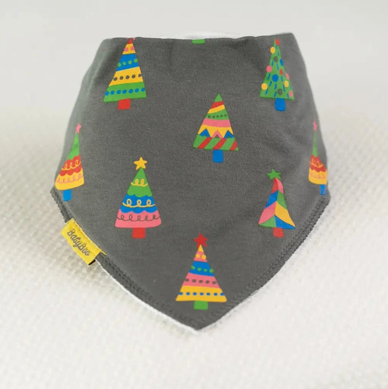 RAINBOW CHRISTMAS TREES ORGANIC COTTON BANDANA BIB