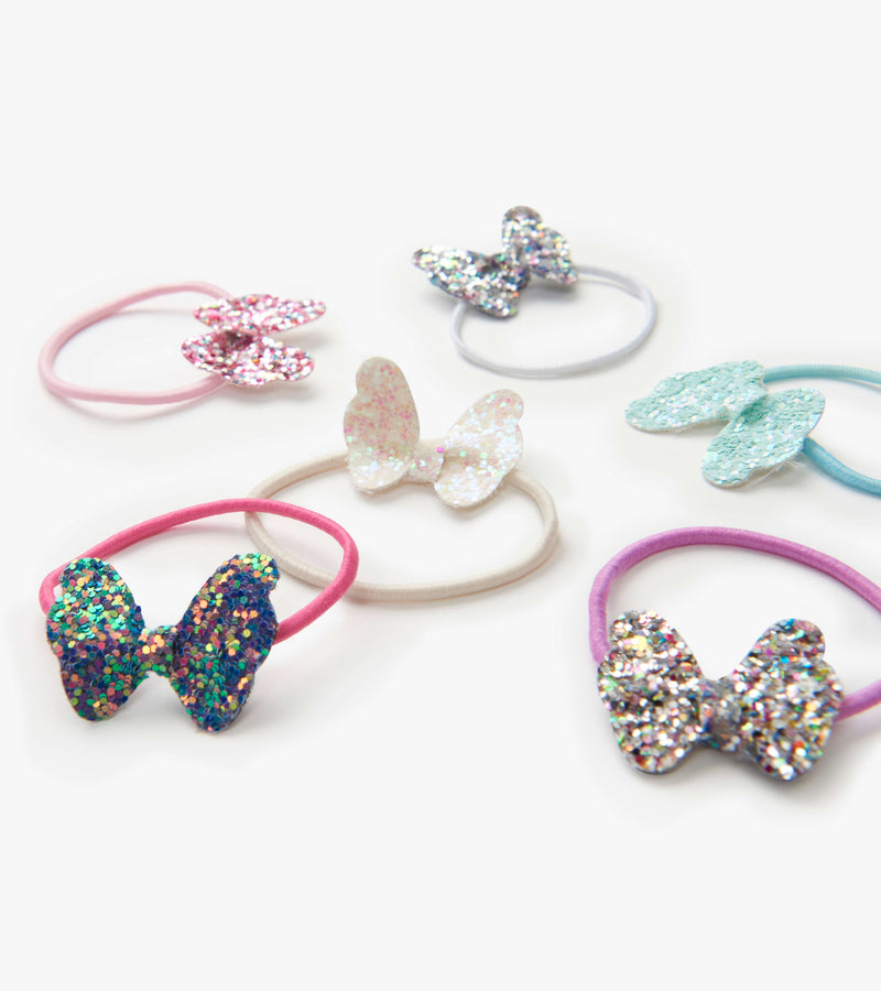 Rainbow Glitter Bows Elastic Multi Pack