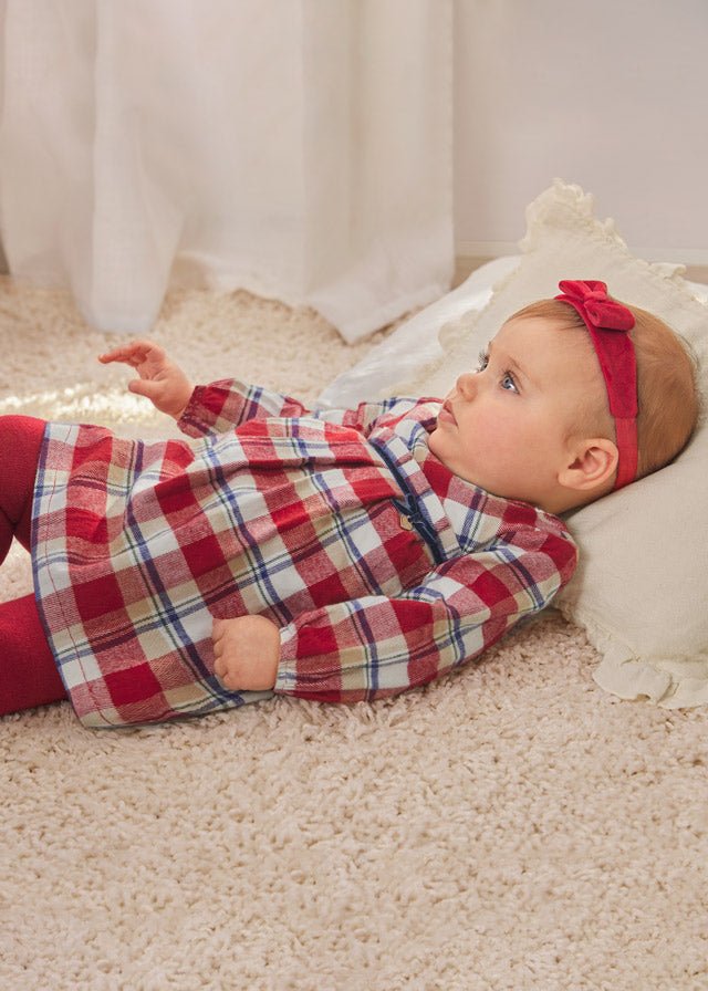 Red Check Cotton Baby Girl Christmas Dress