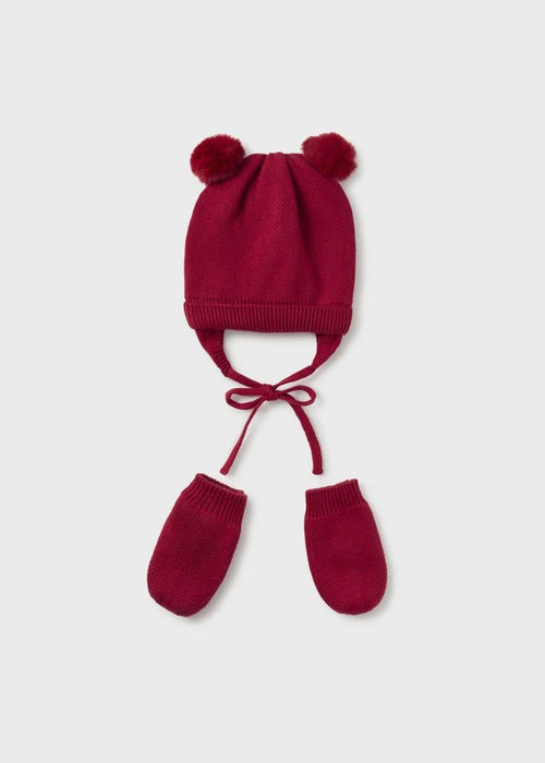 Red Cotton Hat & Mittens Set (Mayoral)