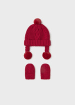 Red Knitted Baby Hat & Mittens Set Unisex (Mayoral)