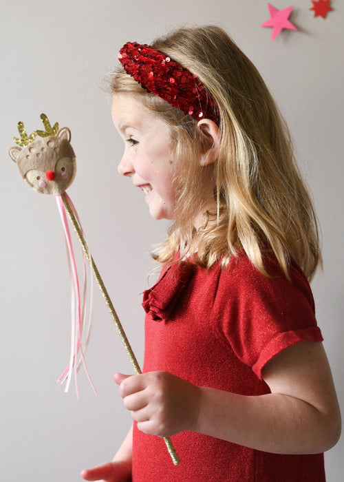 Red Sequin Velvet Headband
