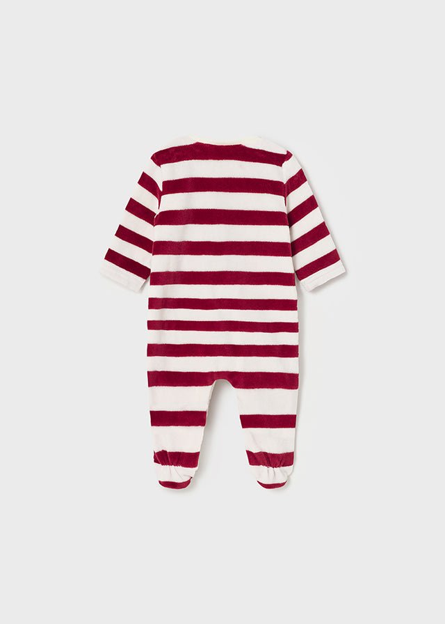 Red & Striped Velour Babygrows (sold separately)