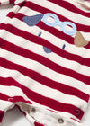 Red & Striped Velour Babygrows (sold separately)