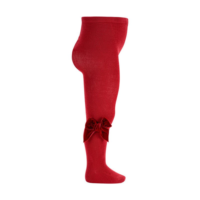 RED VELVET Cotton Tights With Side Velvet Bow (Condor) (A/W)