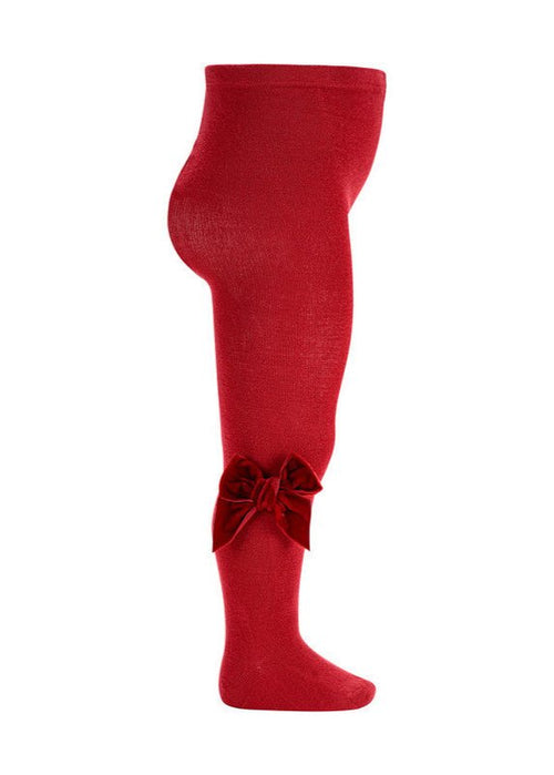 RED VELVET Cotton Tights with Velvet Bow (A/W)