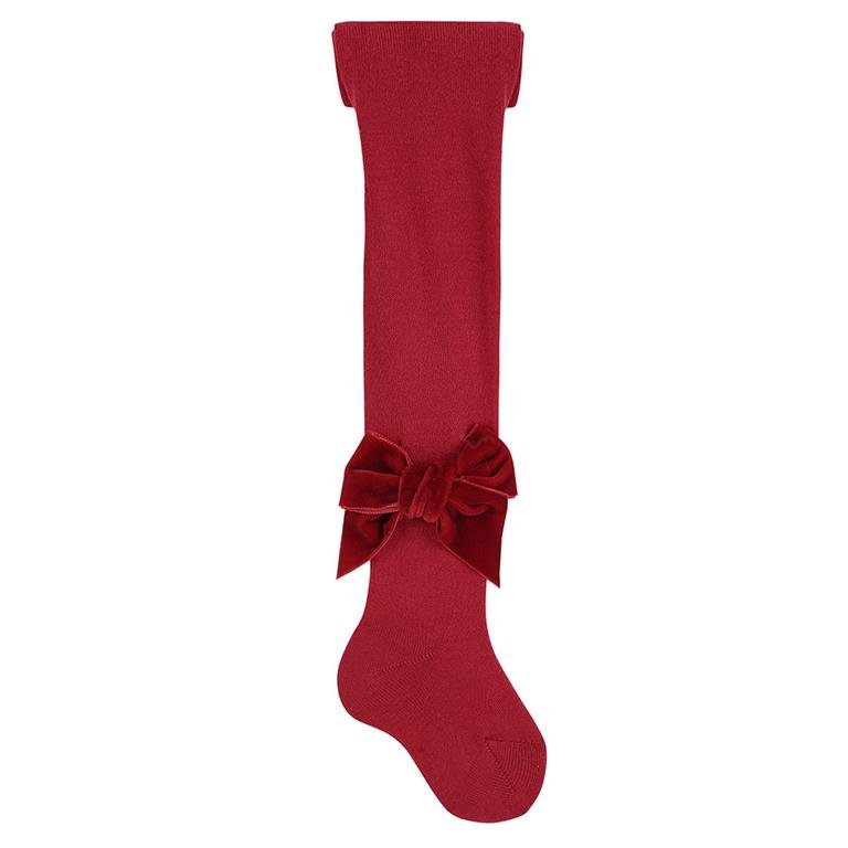 RED VELVET Cotton Tights with Velvet Bow (A/W)