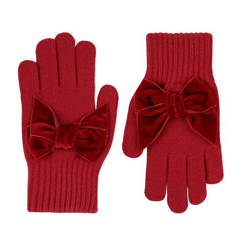 RED VELVET Gloves with Giant Velvet Bow