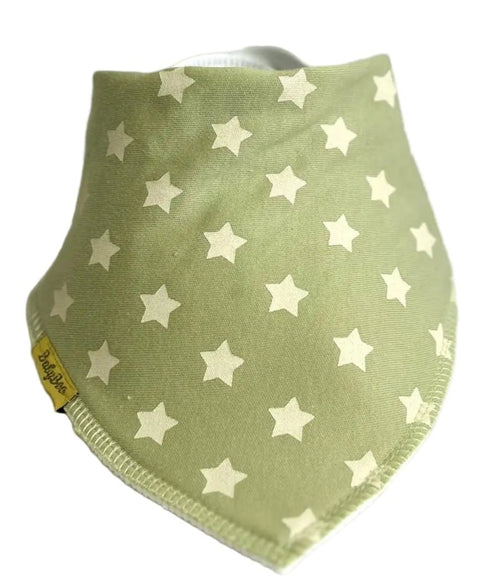 Sage Cream Stars Organic Cotton DribbleBoo Bandana Bib