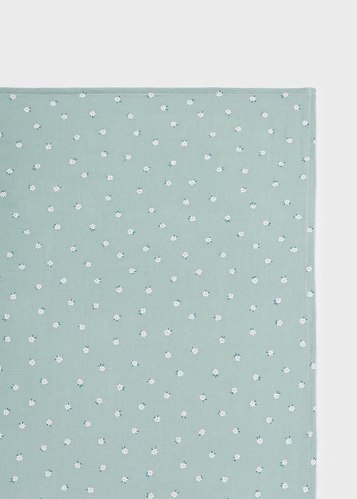 Sage Green Daisy Print Gauze Baby Blanket