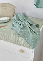 Sage Green Daisy Print Gauze Baby Blanket
