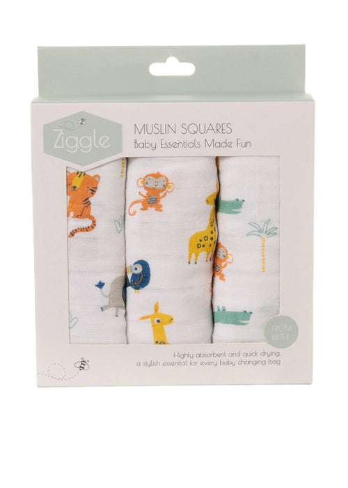 Savanna Animals Muslin Squares – Set of 3 (70 x 70 cm)