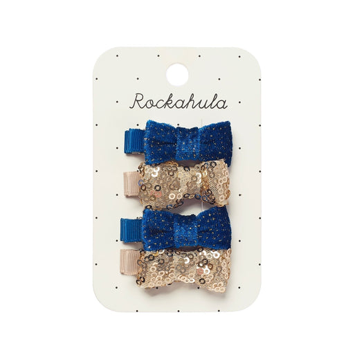 Sequin and Velvet Mini Bow Clip Set