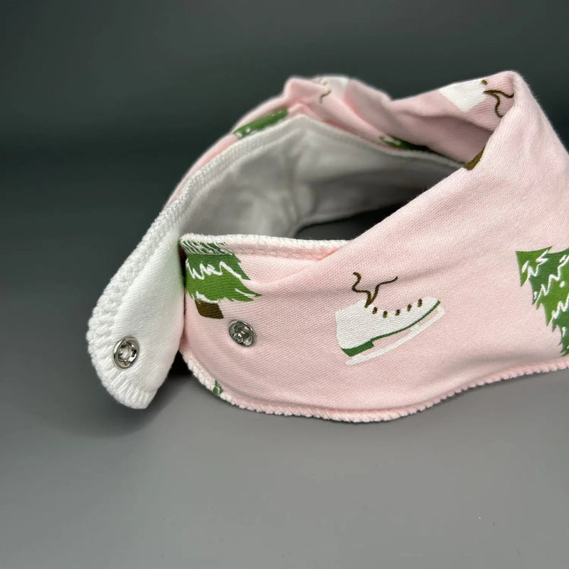 Skating at Christmas organic cotton bandana bib