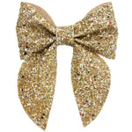 Sparkling Gold Glitter Bow Clip – Large