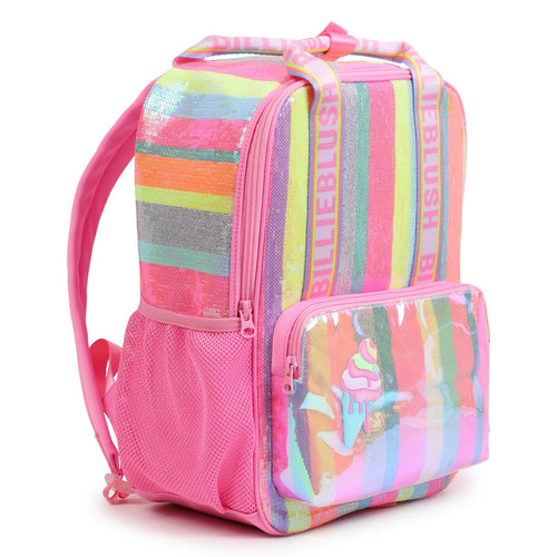 Striped Sequin Backpack With Ice Cream Badge