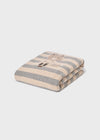Striped Shearling Baby Blanket with Fox Motif