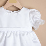 WHITE Satin Christening Dress with Lace  (M3)