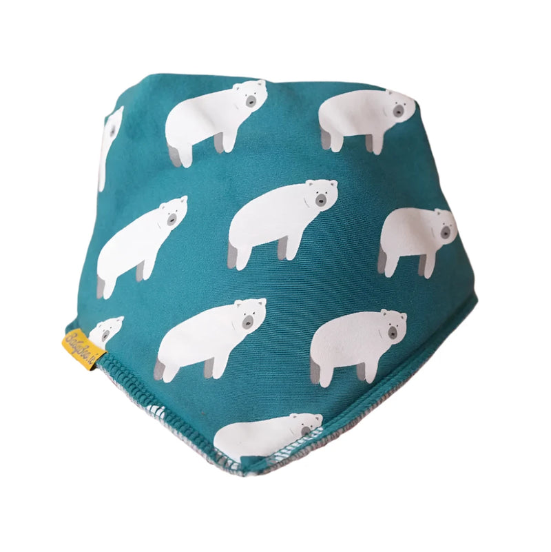 Teal Polar Bears Organic Cotton DribbleBoo Bandana Bib