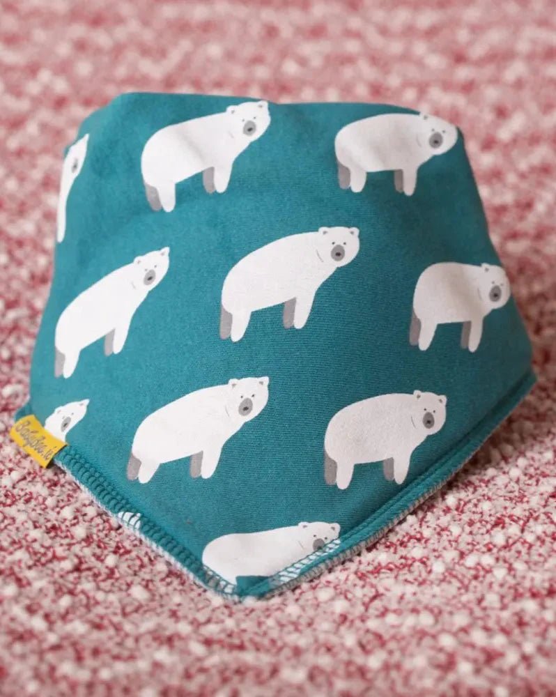 Teal Polar Bears Organic Cotton DribbleBoo Bandana Bib