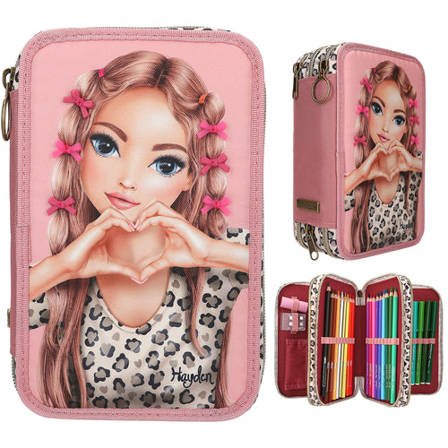 TOPModel Triple Pencil Case With Bow LEOHEART