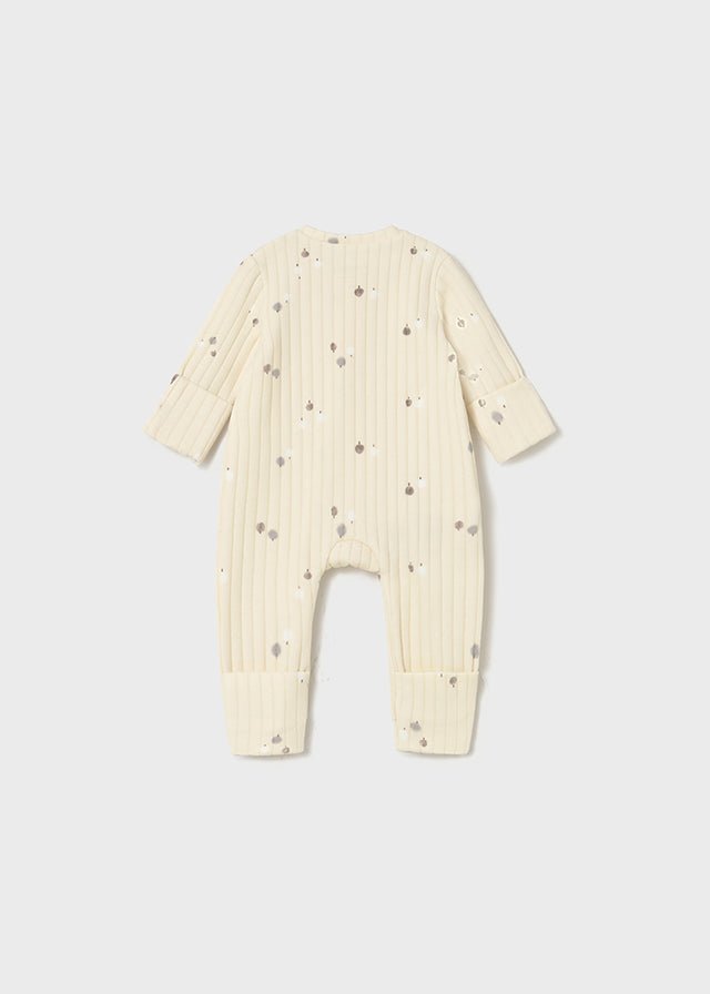 Unisex Beige Ribbed Long Bodysuit