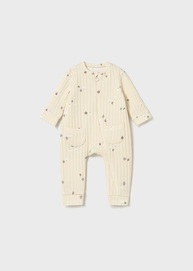 Unisex Beige Ribbed Long Bodysuit