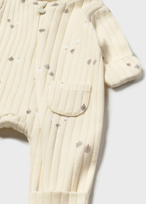 Unisex Beige Ribbed Long Bodysuit