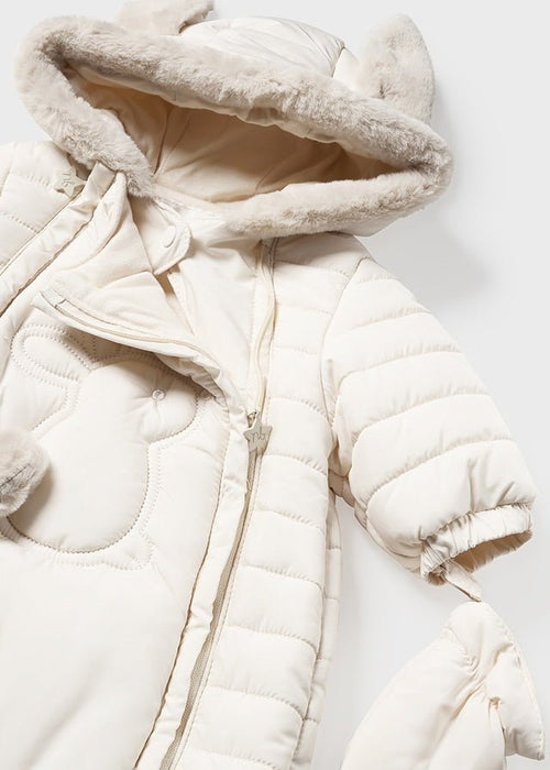Unisex Cream Bunny Snowsuit With Mittens & Booties