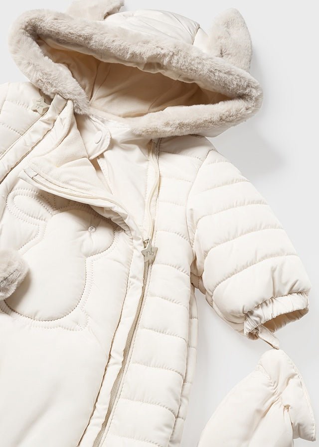 Unisex Cream Bunny Snowsuit With Mittens & Booties