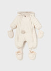 Unisex Cream Bunny Snowsuit With Mittens & Booties