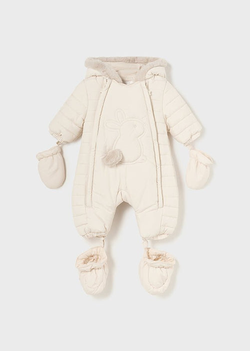 Unisex Cream Bunny Snowsuit With Mittens & Booties