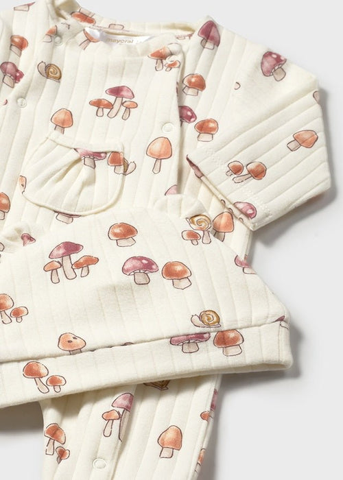 Unisex Mushroom Print Hat & Sleepsuit Set