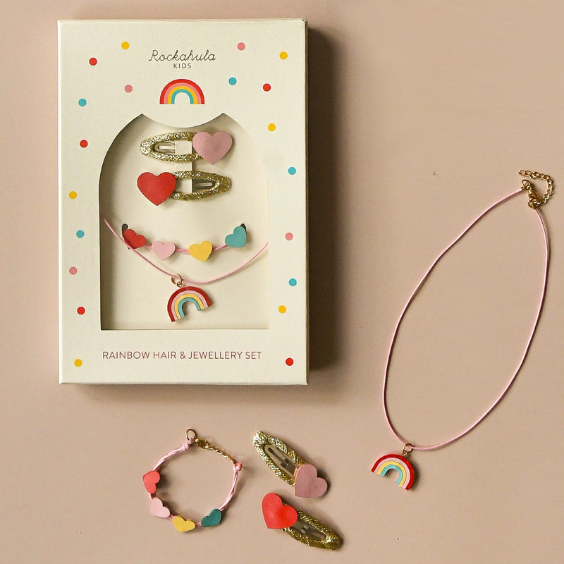 Vintage Rainbow Hair & Jewellery Set